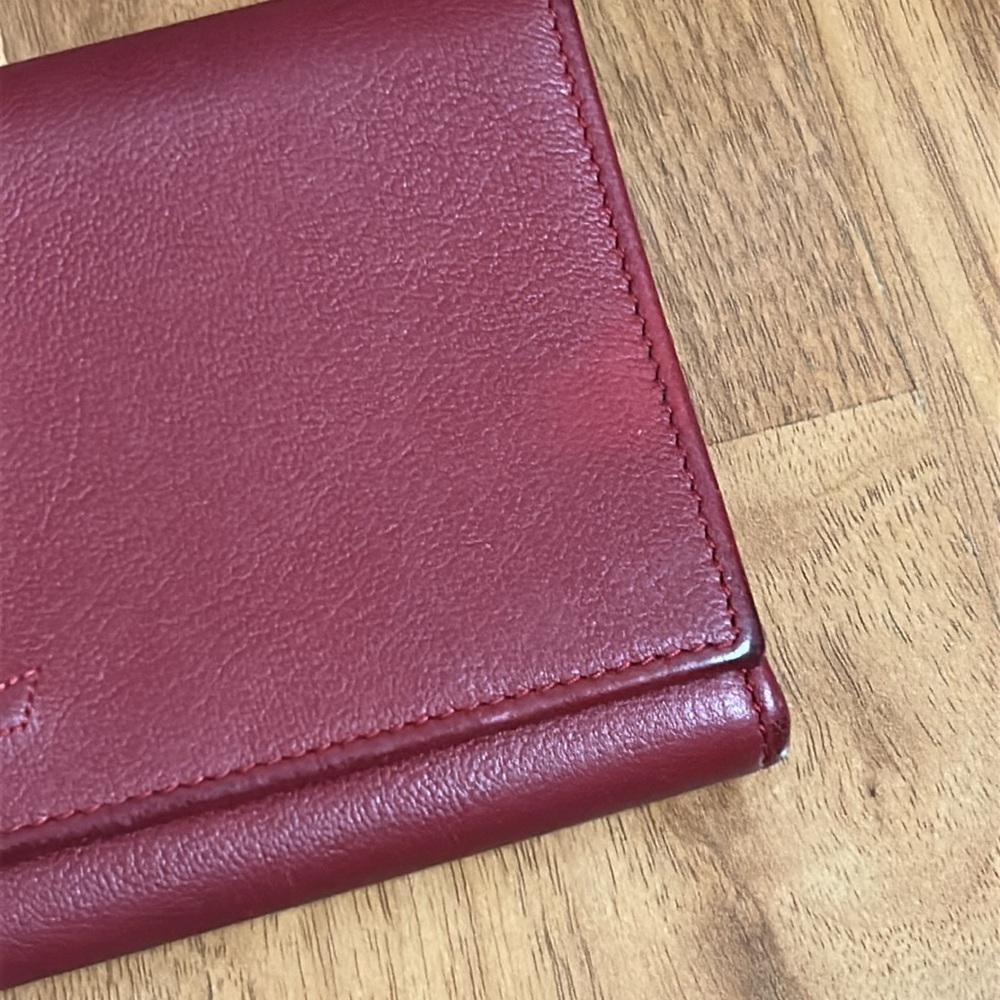 Authentic YSL Red / Burgundy Leather Flap Wallet - Picture 2 of 16
